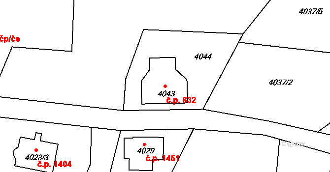 Smržovka 832 na parcele st. 4043 v KÚ Smržovka, Katastrální mapa
