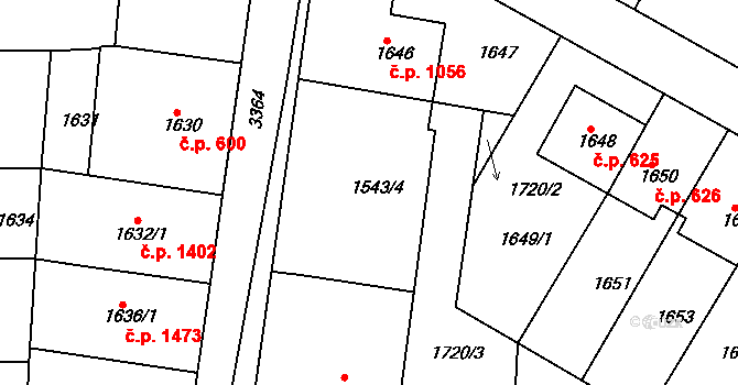 Michle 1323,1324, Praha na parcele st. 1543/4 v KÚ Michle, Katastrální mapa