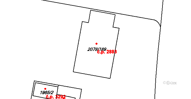 Záběhlice 2883, Praha na parcele st. 2078/189 v KÚ Záběhlice, Katastrální mapa