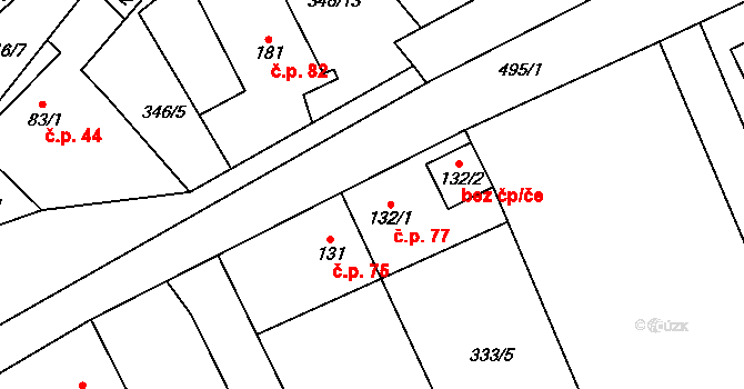 Černín 77, Zdice na parcele st. 132/1 v KÚ Černín u Zdic, Katastrální mapa