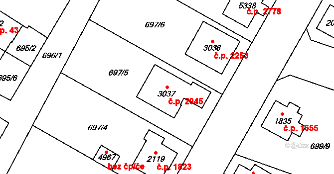 Dvůr Králové nad Labem 2945 na parcele st. 3037 v KÚ Dvůr Králové nad Labem, Katastrální mapa