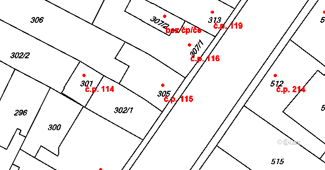 České Budějovice 3 115, České Budějovice na parcele st. 305 v KÚ České Budějovice 3, Katastrální mapa