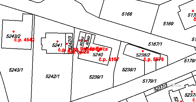 Chomutov 4157 na parcele st. 5240 v KÚ Chomutov I, Katastrální mapa