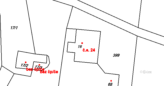 Žacléř 24 na parcele st. 16 v KÚ Černá Voda u Žacléře, Katastrální mapa