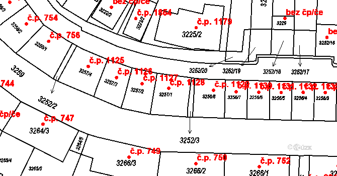 Kuřim 1128 na parcele st. 3257/1 v KÚ Kuřim, Katastrální mapa