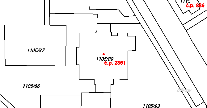 Mizerov 2361, Karviná na parcele st. 1105/89 v KÚ Karviná-město, Katastrální mapa