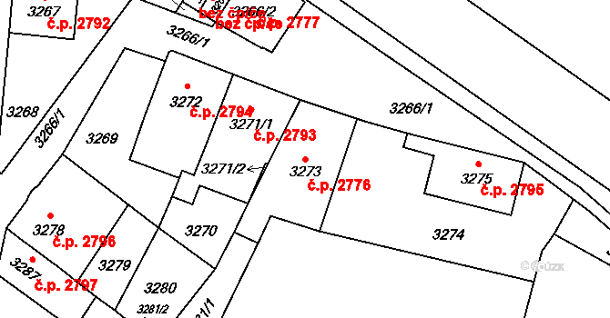 Předměstí 2776, Opava na parcele st. 3273 v KÚ Opava-Předměstí, Katastrální mapa