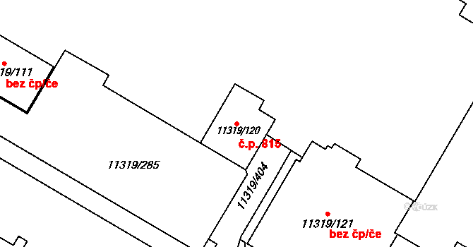 Severní Předměstí 815, Plzeň na parcele st. 11319/120 v KÚ Plzeň, Katastrální mapa