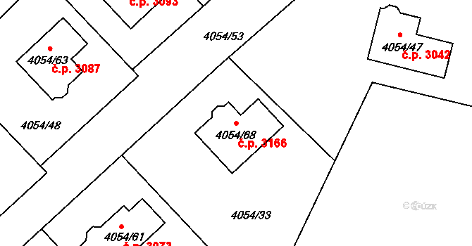 Česká Lípa 3166 na parcele st. 4054/68 v KÚ Česká Lípa, Katastrální mapa