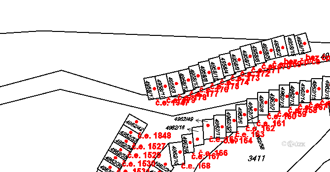 Znojmo 179 na parcele st. 4958/11 v KÚ Znojmo-město, Katastrální mapa