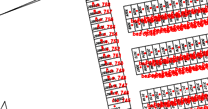 Lutyně 750, Orlová na parcele st. 2880/22 v KÚ Horní Lutyně, Katastrální mapa