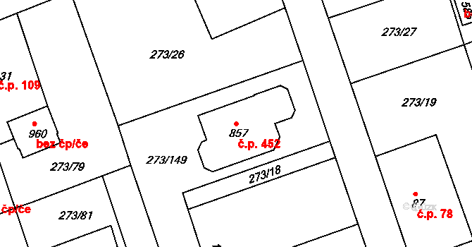 Třemošnice 452 na parcele st. 857 v KÚ Třemošnice nad Doubravou, Katastrální mapa