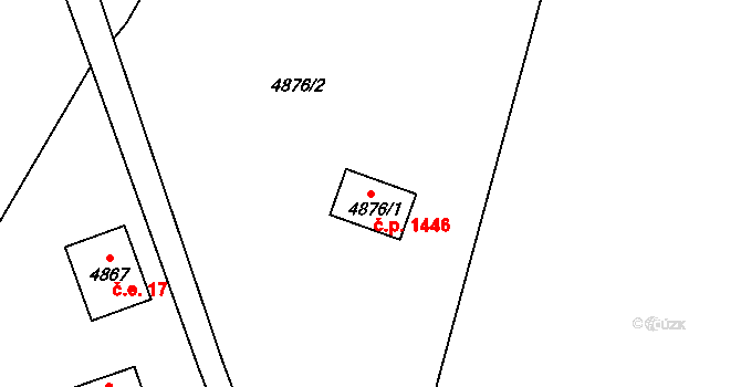 Smržovka 1446 na parcele st. 4876/1 v KÚ Smržovka, Katastrální mapa