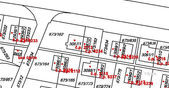 Zlín 6234 na parcele st. 3087/2 v KÚ Zlín, Katastrální mapa
