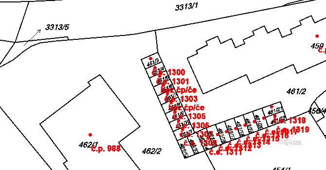 Pelhřimov 1303 na parcele st. 461/6 v KÚ Pelhřimov, Katastrální mapa