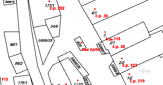 Javorník 38901889 na parcele st. 406 v KÚ Javorník nad Veličkou, Katastrální mapa