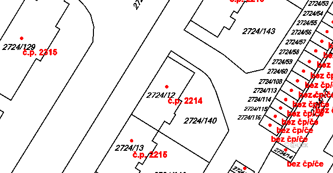 Předměstí 2214, Opava na parcele st. 2724/12 v KÚ Opava-Předměstí, Katastrální mapa