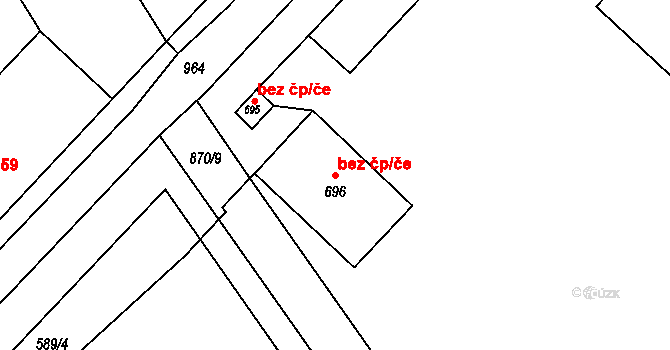 Velký Osek 46092889 na parcele st. 696 v KÚ Velký Osek, Katastrální mapa