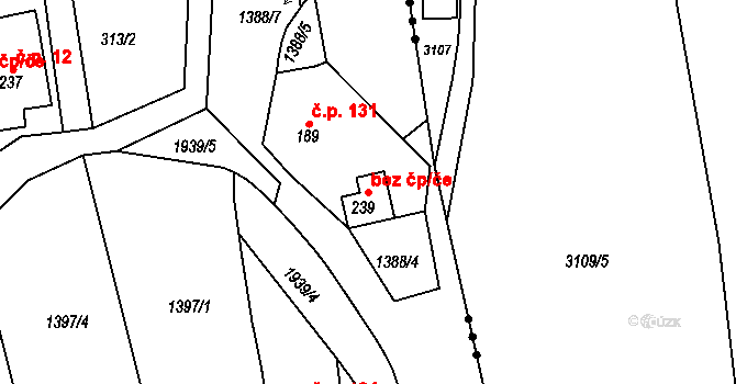Kamenec u Poličky 46561889 na parcele st. 239 v KÚ Kamenec u Poličky, Katastrální mapa