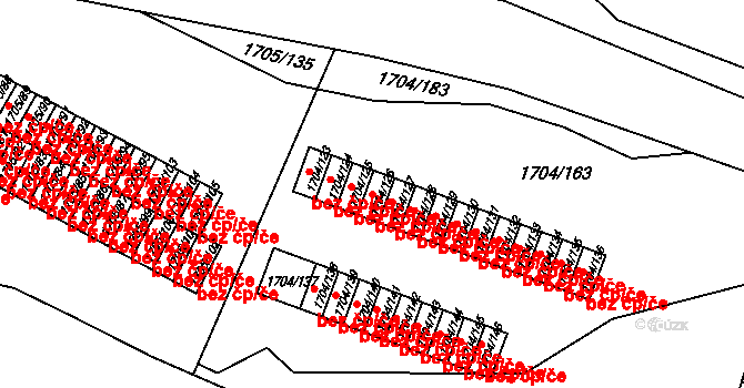 Liberec 47151889 na parcele st. 1704/126 v KÚ Starý Harcov, Katastrální mapa