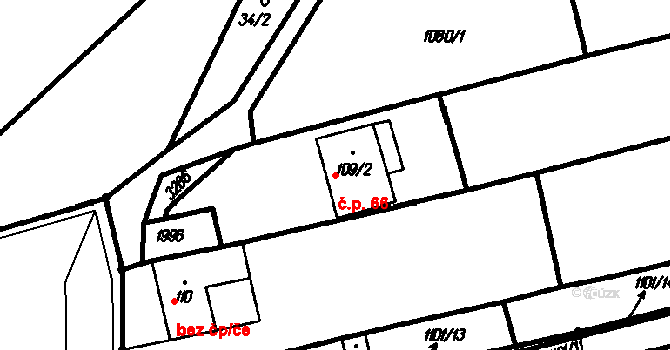 Újezdec 66 na parcele st. 109/2 v KÚ Újezdec u Osvětiman, Katastrální mapa