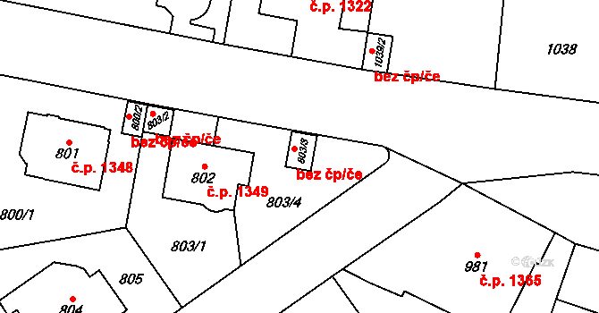 Praha 48372889 na parcele st. 803/3 v KÚ Libeň, Katastrální mapa