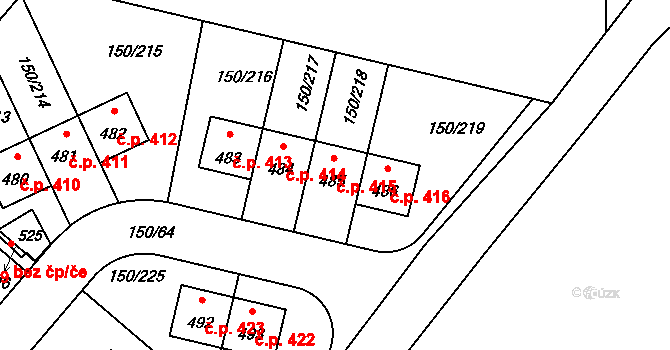 Mratín 415 na parcele st. 485 v KÚ Mratín, Katastrální mapa