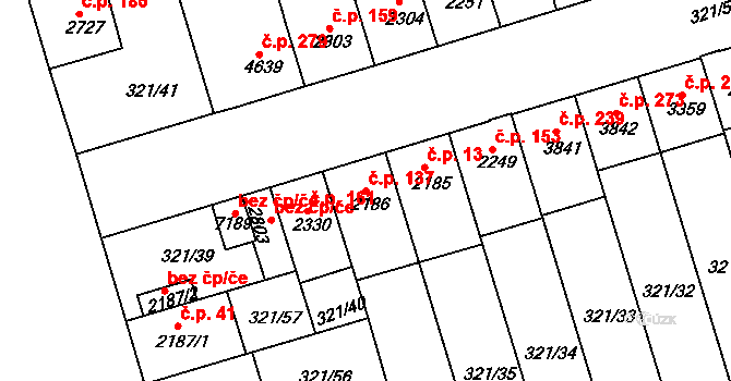 Václavské Předměstí 137, Písek na parcele st. 2186 v KÚ Písek, Katastrální mapa
