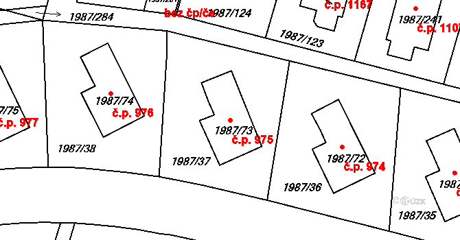 Nýřany 975 na parcele st. 1987/73 v KÚ Nýřany, Katastrální mapa