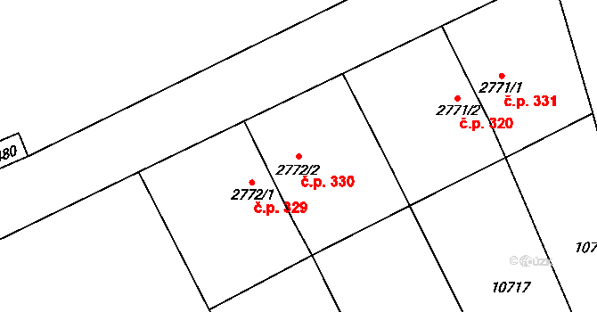 Pražské Předměstí 330, Vysoké Mýto na parcele st. 2772/2 v KÚ Vysoké Mýto, Katastrální mapa
