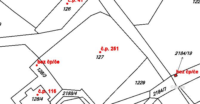 Stachy 251 na parcele st. 127 v KÚ Stachy, Katastrální mapa