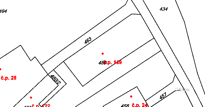 Stachovice 149, Fulnek na parcele st. 459 v KÚ Stachovice, Katastrální mapa