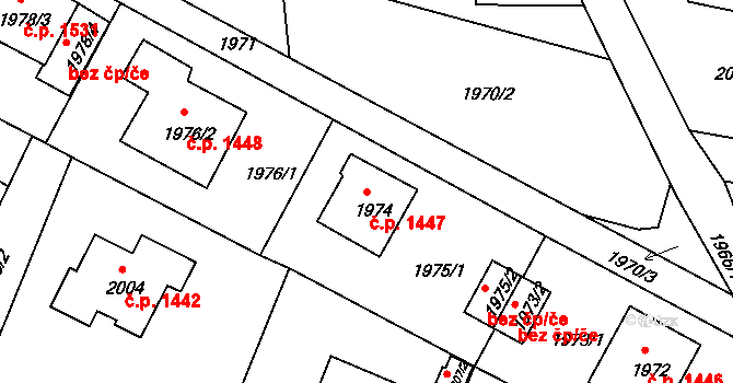 Příbor 1447 na parcele st. 1974 v KÚ Příbor, Katastrální mapa