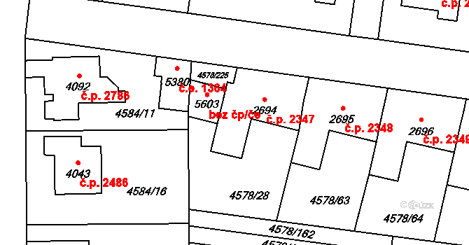 Žatec 2347 na parcele st. 2694 v KÚ Žatec, Katastrální mapa