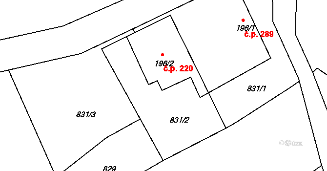 Debřece 220, Skuhrov nad Bělou na parcele st. 196/2 v KÚ Skuhrov nad Bělou, Katastrální mapa