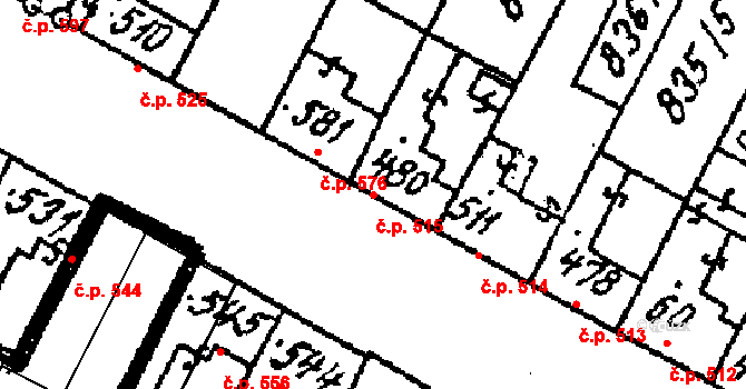 Kostice 515 na parcele st. 480 v KÚ Kostice, Katastrální mapa