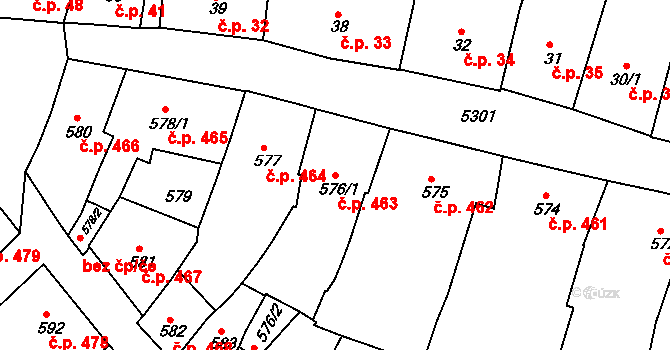 Znojmo 463 na parcele st. 576/1 v KÚ Znojmo-město, Katastrální mapa