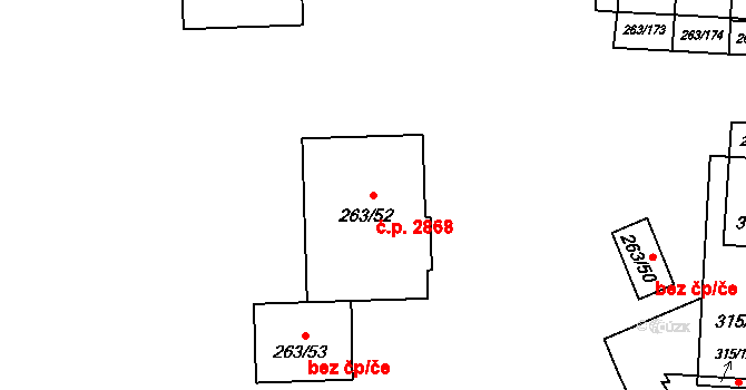 Znojmo 2868 na parcele st. 263/52 v KÚ Znojmo-Louka, Katastrální mapa