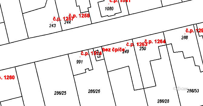 Kladno 119220890 na parcele st. 1273 v KÚ Hnidousy, Katastrální mapa