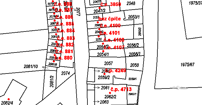 Jihlava 4107 na parcele st. 2054/1 v KÚ Jihlava, Katastrální mapa