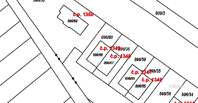 Svatobořice 1349, Svatobořice-Mistřín na parcele st. 896/68 v KÚ Svatobořice, Katastrální mapa