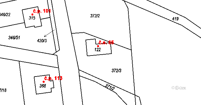 Hatě 65, Skuhrov na parcele st. 122 v KÚ Skuhrov pod Brdy, Katastrální mapa