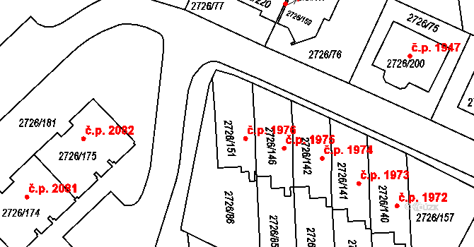 Tachov 1976 na parcele st. 2726/151 v KÚ Tachov, Katastrální mapa
