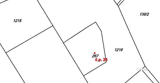Tatobity 26 na parcele st. 267 v KÚ Tatobity, Katastrální mapa