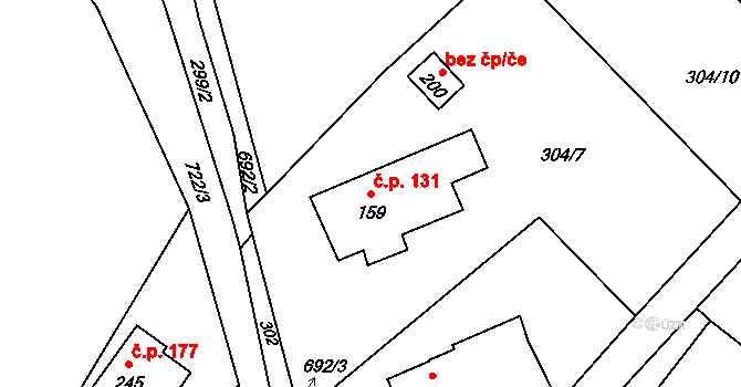 Cerekvice nad Loučnou 131 na parcele st. 159 v KÚ Cerekvice nad Loučnou, Katastrální mapa