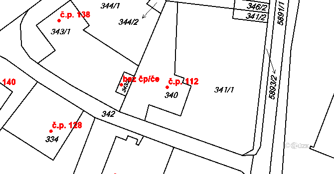 Klokoty 112, Tábor na parcele st. 340 v KÚ Klokoty, Katastrální mapa