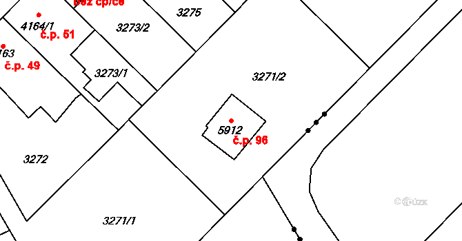 Šťáralka 96, Kolín na parcele st. 5912 v KÚ Kolín, Katastrální mapa