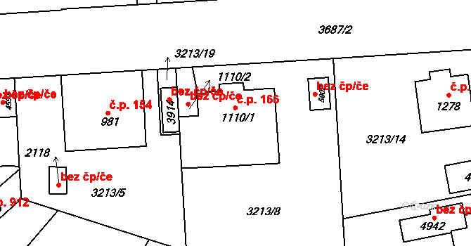 Klatovy IV 166, Klatovy na parcele st. 1110/1 v KÚ Klatovy, Katastrální mapa