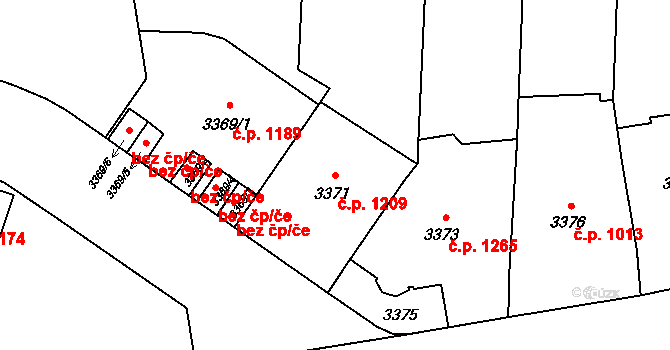 Smíchov 1209, Praha na parcele st. 3371 v KÚ Smíchov, Katastrální mapa