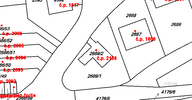 Dejvice 2156, Praha na parcele st. 2689/2 v KÚ Dejvice, Katastrální mapa